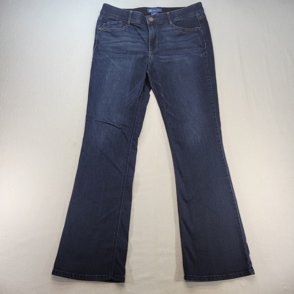 Democracy Bootcut Jeans Womens 16 Blue Ab Solution Stretch Dark Wash Denim